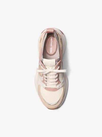 Zuma Color-Block Leather and Mesh Trainer in SMOKEY ROSE | Michael Kors