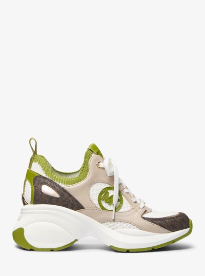 Zuma Mixed-Media Trainer in MEADOW GREEN | Michael Kors