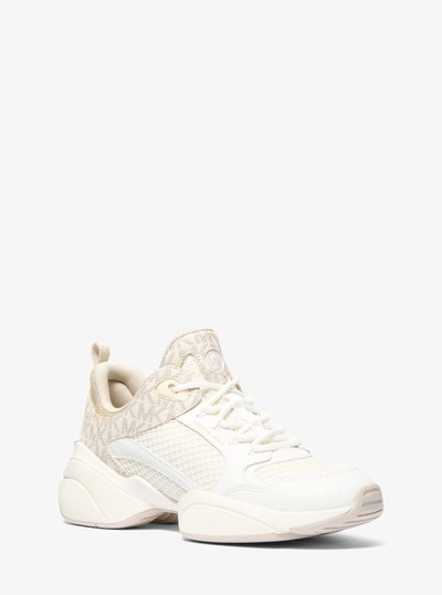 Bowie Signature Logo and Mesh Trainer in VANILLA COMBO | Michael Kors
