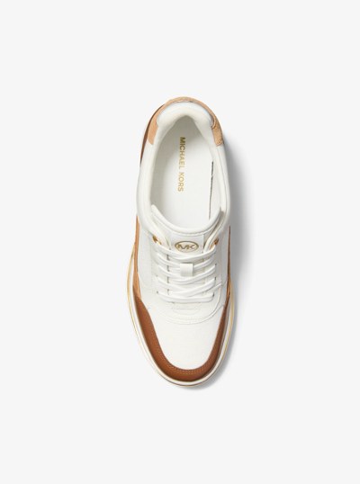 Emmy Leather Wedge Trainer in LUGGAGE | Michael Kors