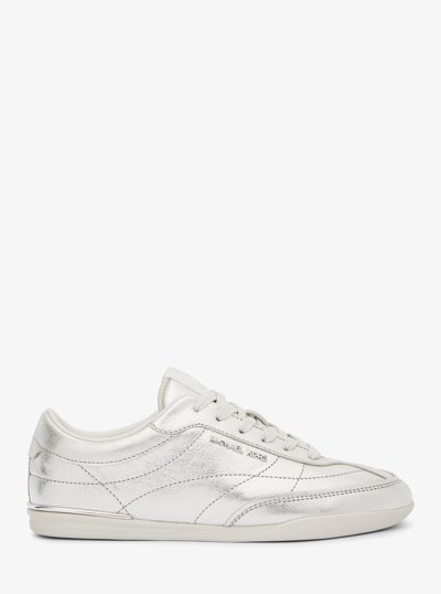 Nolan Metallic Leather Sneaker in SILVER | Michael Kors