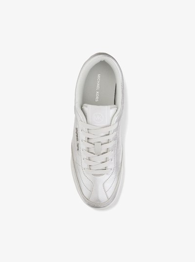 Nolan Metallic Leather Sneaker in SILVER | Michael Kors