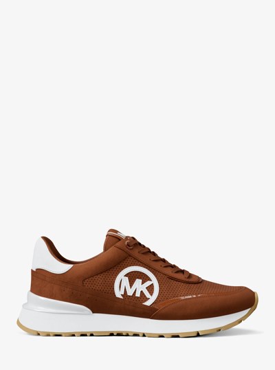 Nova Perforated Suede Trainer in LUGGAGE | Michael Kors