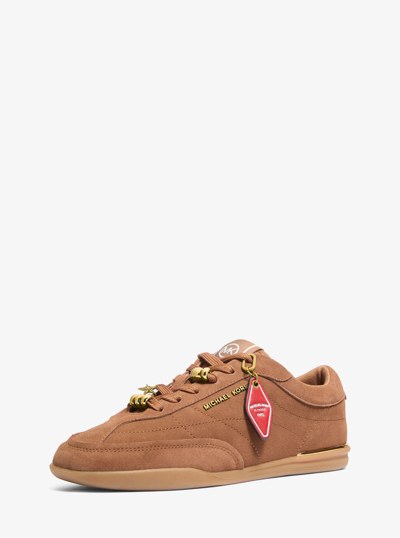 Nolan Embellished Suede Sneaker in LUGGAGE | Michael Kors