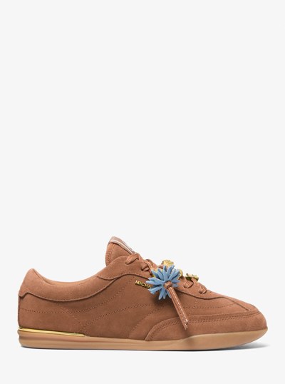 Nolan Embellished Suede Sneaker in LUGGAGE | Michael Kors