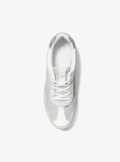 Raina Glitter Chain-Mesh Platform Trainer