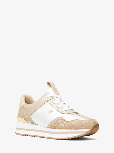 Raina Mixed-Media Trainer in KHAKI | Michael Kors
