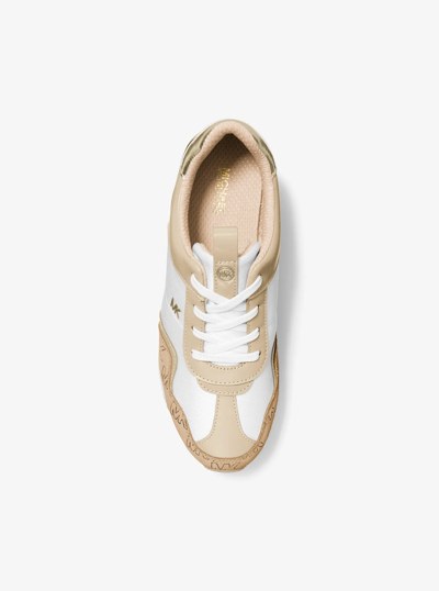 Raina Mixed-Media Trainer in KHAKI | Michael Kors