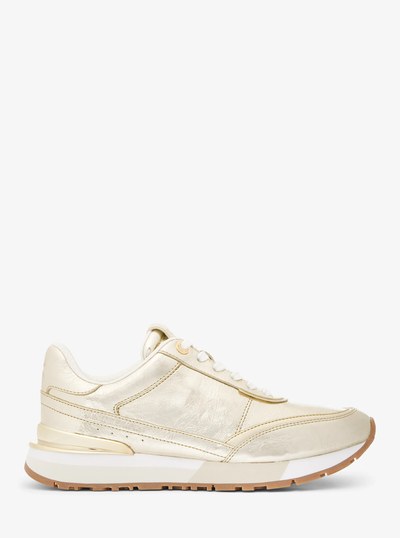 Nova Crackled Metallic Leather Trainer in PALE GOLD | Michael Kors