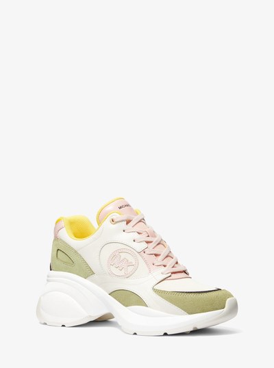 Zuma Color-Block Leather Trainer in LT SAGE MLTI | Michael Kors
