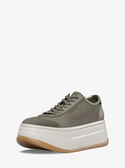 Hayes Leather Platform Sneaker in BIRCH | Michael Kors