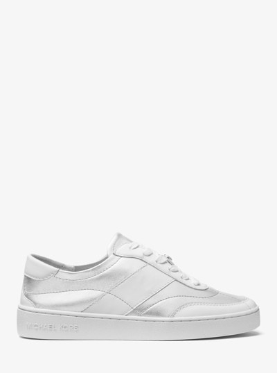 Kaycee Metallic Leather Sneaker in SILVER | Michael Kors