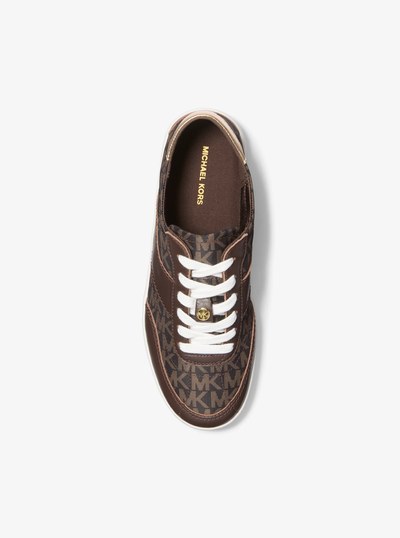 Kaycee Signature Logo and Leather Sneaker in BROWN | Michael Kors