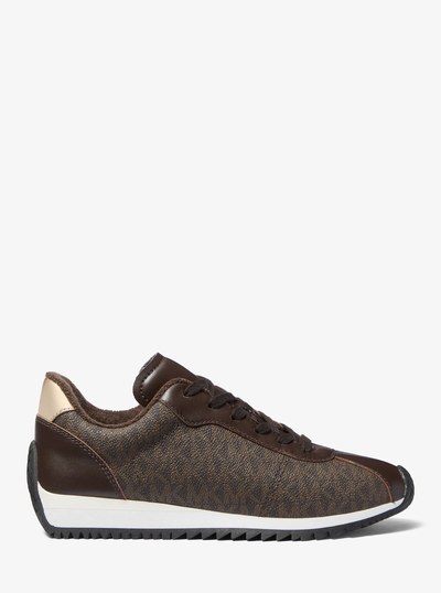 Rhodes Signature Logo Trainer in BROWN | Michael Kors