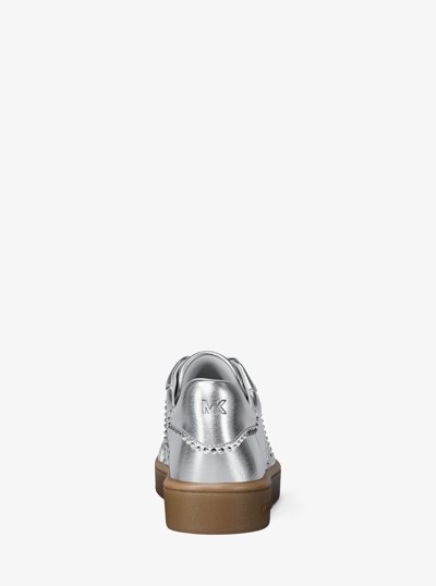 Scotty Embellished Metallic Leather Sneaker in SILVER | Michael Kors