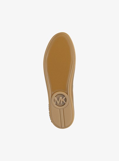 Scotty Embellished Metallic Leather Sneaker in SILVER | Michael Kors