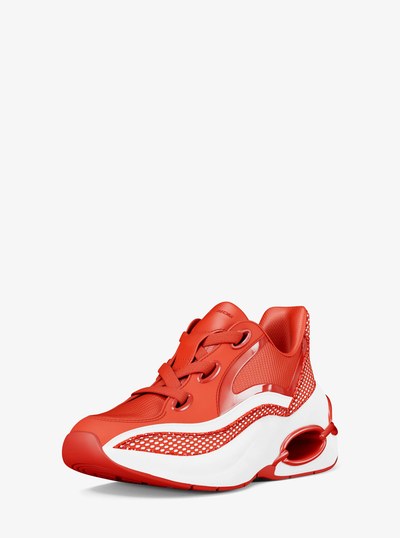Toni Mixed-Media Sneaker in CRIMSON | Michael Kors