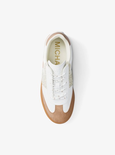 Jovie Leather and Signature Logo Sneaker in OPTIC WHITE | Michael Kors