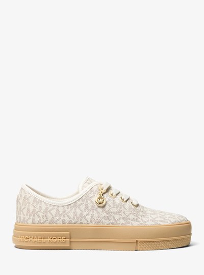 Lindsey Signature Logo Lace-Up Sneaker in VANILLA | Michael Kors
