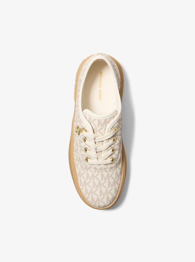 Lindsey Signature Logo Lace-Up Sneaker in VANILLA | Michael Kors