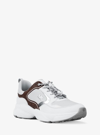 Jett Mixed-Media Trainer in OP WHT/BROWN | Michael Kors
