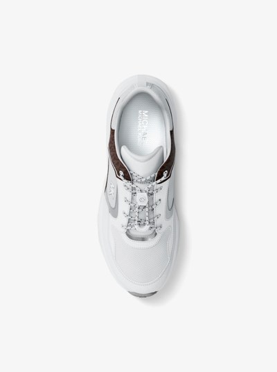 Jett Mixed-Media Trainer in OP WHT/BROWN | Michael Kors