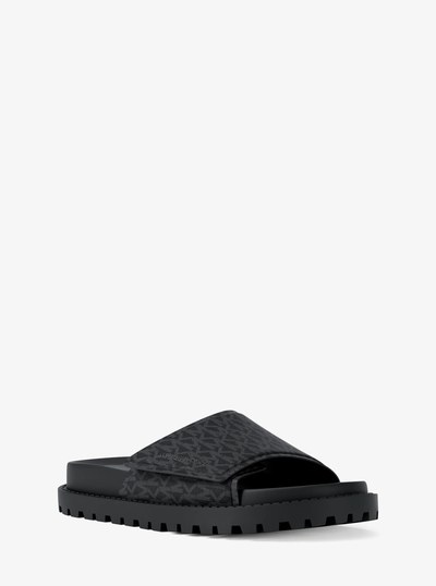 Luka Signature Logo Slide Sandal in BLACK | Michael Kors