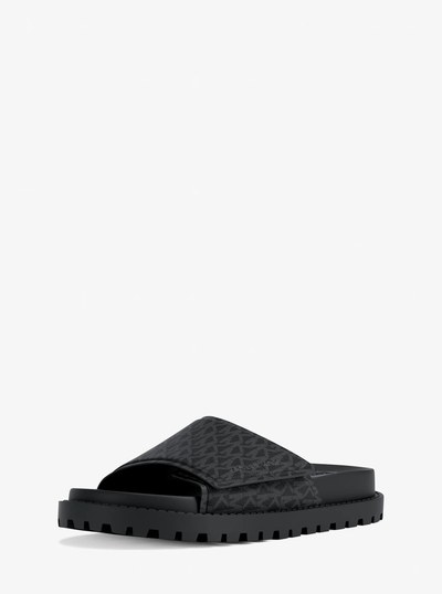 Luka Signature Logo Slide Sandal in BLACK | Michael Kors