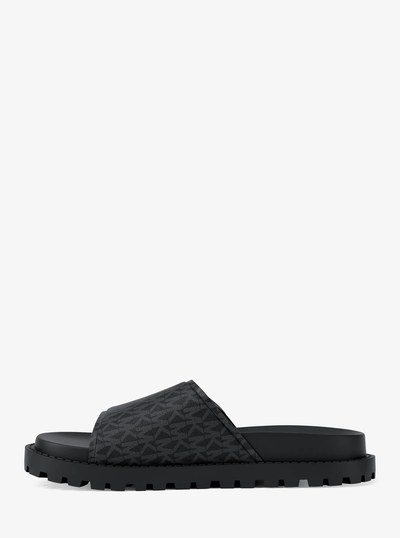 Luka Signature Logo Slide Sandal in BLACK | Michael Kors