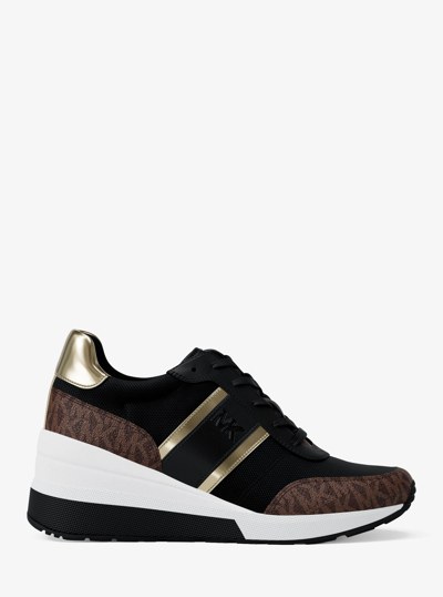 Mabel Mixed-Media Trainer in BLK/BROWN | Michael Kors