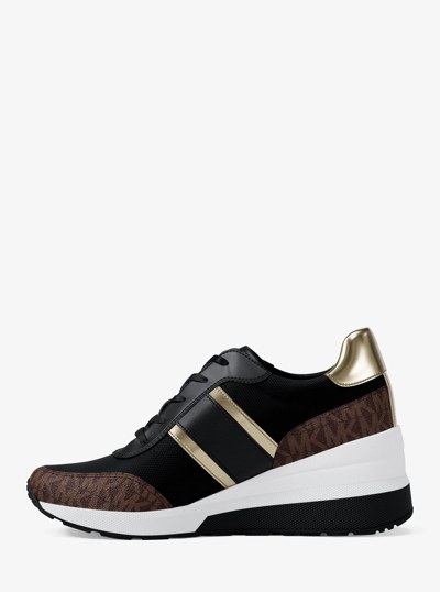 Mabel Mixed-Media Trainer in BLK/BROWN | Michael Kors