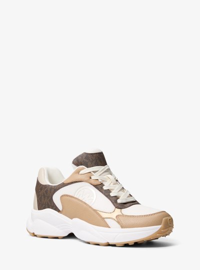 Samira Mixed-Media Trainer in BROWN | Michael Kors