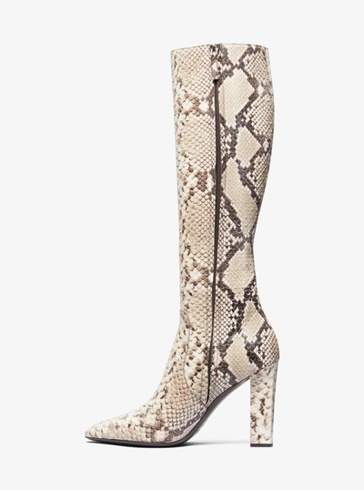 Carly Python Embossed Leather Boot in NATURAL | Michael Kors