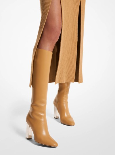 Carly Leather Boot in CAMEL | Michael Kors