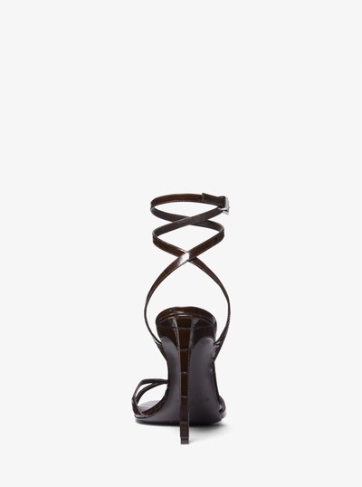 Chrissy Crocodile Embossed Leather Sandal in CHOCOLATE | Michael Kors