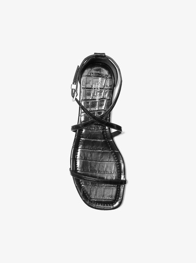 Polly Crocodile Embossed Leather Sandal in CHOCOLATE | Michael Kors