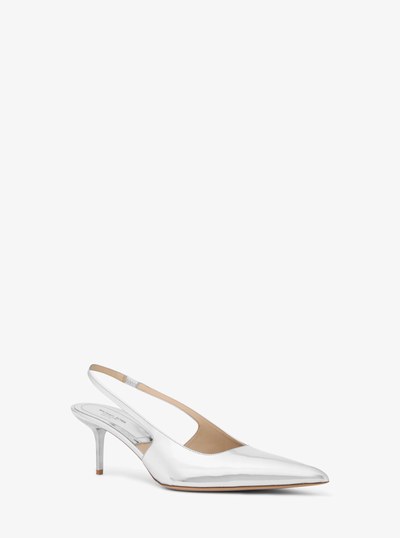 Emma Metallic Leather Slingback Pump in SILVER | Michael Kors