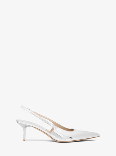 Emma Metallic Leather Slingback Pump in SILVER | Michael Kors