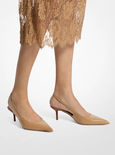 Emma Leather Slingback Pump in CAPPUCCINO | Michael Kors
