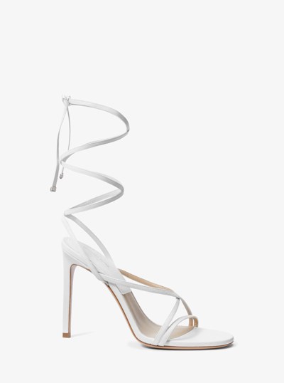 Dahlia Leather Lace-Up Sandal in OPTIC WHITE | Michael Kors
