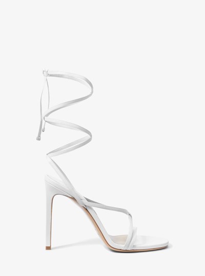 Dahlia Leather Lace-Up Sandal in OPTIC WHITE | Michael Kors