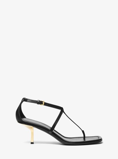 Anna Leather Sandal in BLACK | Michael Kors