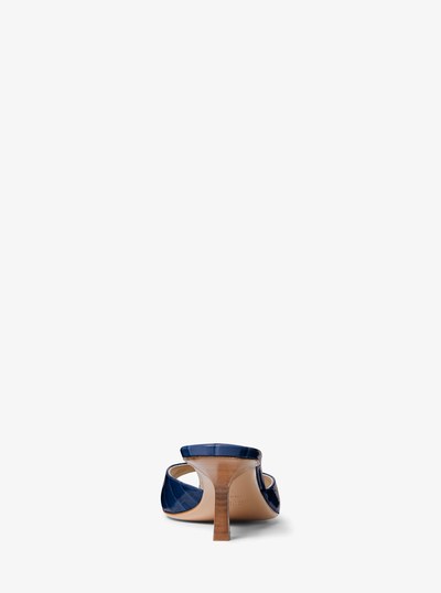 Anita Crocodile Embossed Leather Sandal in NAVY | Michael Kors