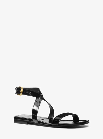 Bridgette Patent Leather Sandal in BLACK | Michael Kors