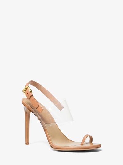 Catherine Leather and Vinyl Sandal in SUNTAN | Michael Kors