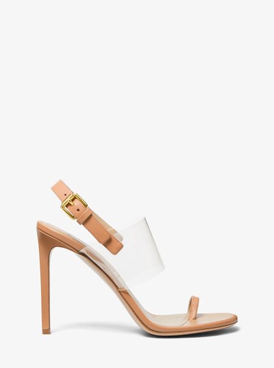 Catherine Leather and Vinyl Sandal in SUNTAN | Michael Kors