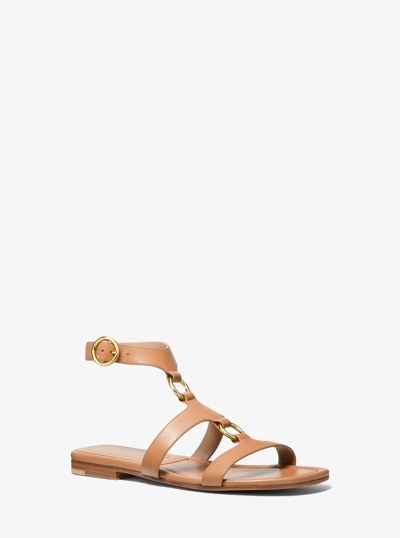 Dusty Ring Leather Sandal in SUNTAN | Michael Kors