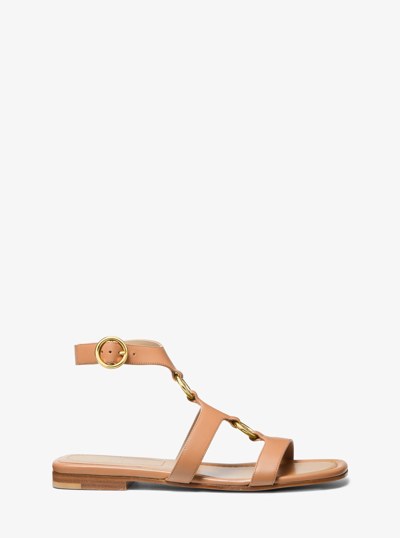Dusty Ring Leather Sandal in SUNTAN | Michael Kors
