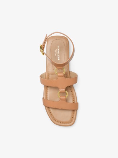 Dusty Ring Leather Sandal in SUNTAN | Michael Kors