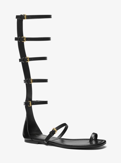 Juliette Leather Gladiator Sandal in BLACK | Michael Kors